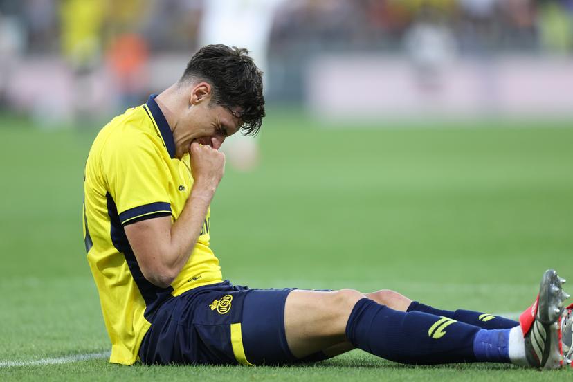 Union's Ross Sykes reacts during a soccer game between Belgian Royale Union Saint-Gilloise and Norwegian Bodo/Glimt, Tuesday 04 August 2026 in Oostende, in the first leg of the third qualifying round for the UEFA Champions League. BELGA PHOTO BRUNO FAHY