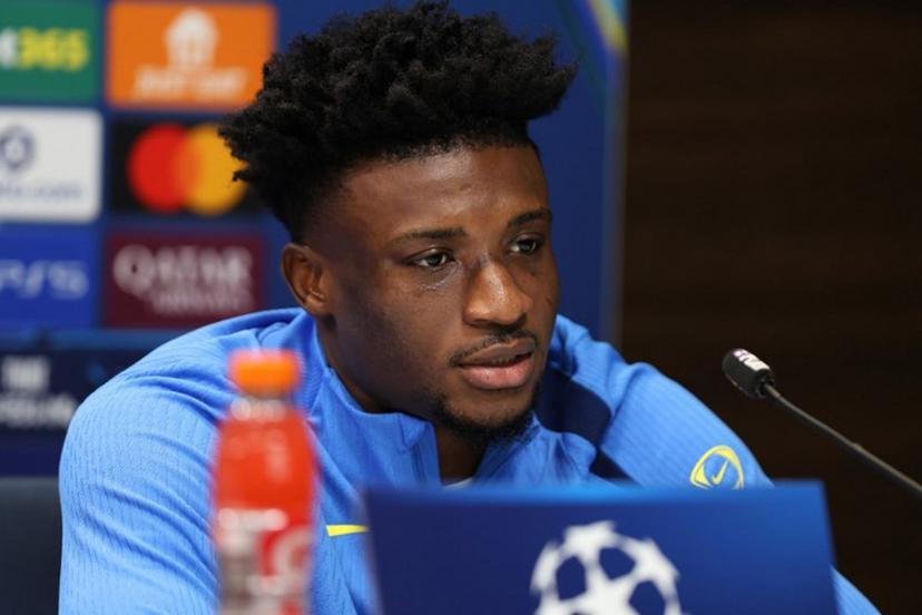 Tottenham Hotspur's Ghanian striker #20 Mohammed Kudus attends a press conference at the Tottenham training centre in Enfield, north London, on December 8, 2025, on the eve of their UEFA Champions League league phase football match against Slavia Prague.  Toby Shepheard / AFP