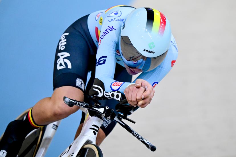 Belgian Luca Vierstraete pictured in action during the women's Individual Pursuit qualifications at day 4 of the 2026 UEC Track Elite European Championships, in Konya, Turkey, Wednesday 04 February 2026. The European Championships take place from 01 to 05 February 2026. BELGA PHOTO DIRK WAEM