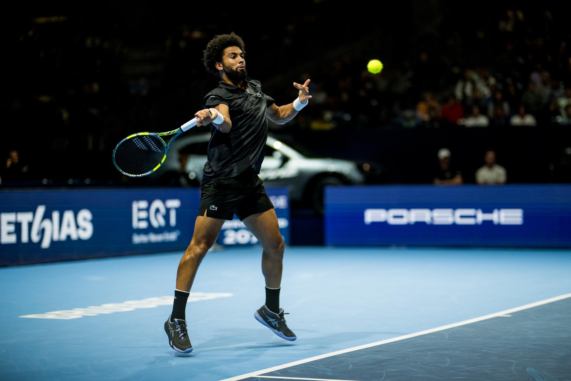 Arthur Fils of France pictured in action during the European Open ATP tennis tournament in Brussels, on Friday 23 October 2026. This year's edition of the tournament is taking place from 17 to 25 October BELGA PHOTO JASPER JACOBS