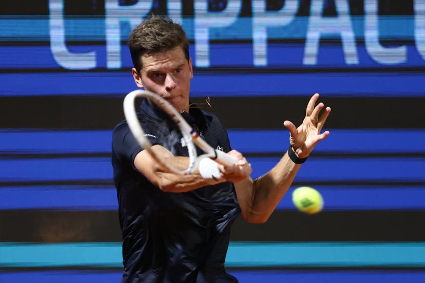Alexander Blockx of Belgium competes during the first round match against Titouan Droguet of France at the ATP Croatia Open Umag at Stadium "Goran Ivanisevic" on July 14, 2026. in Umag, Croatia. Photo: Srecko Niketic/PIXSELL BELGIUM ONLY
