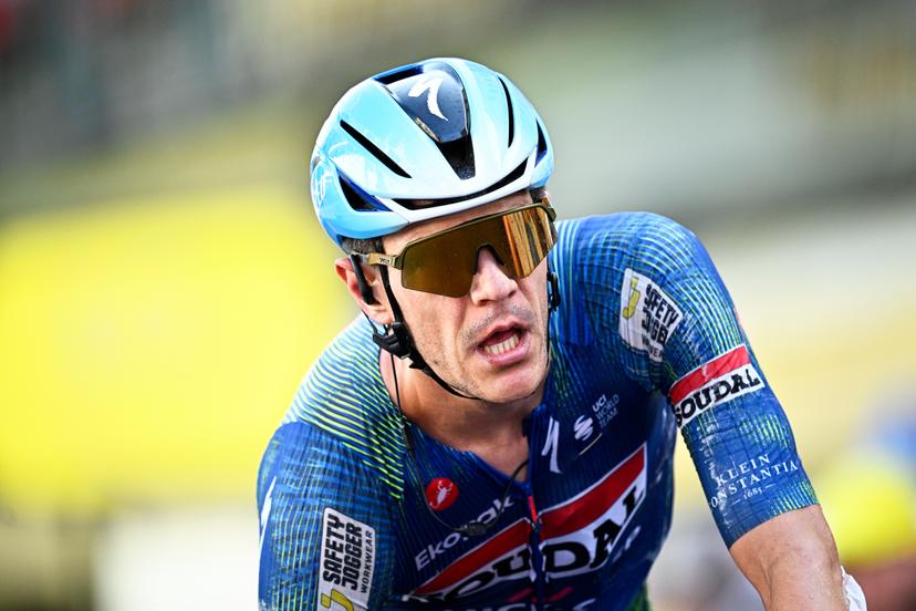 Belgian Jasper Stuyven of Soudal Quick-Step crosses the finish line of stage 17 of the 2026 Tour de France cycling race, a stage of 175km from Chambery to Voiron, on Wednesday 22 July 2026. The 113th edition of the Tour de France starts on Saturday 4 July in Barcelona, Spain, and will finish in Paris, France on the 26th of July. BELGA PHOTO JASPER JACOBS