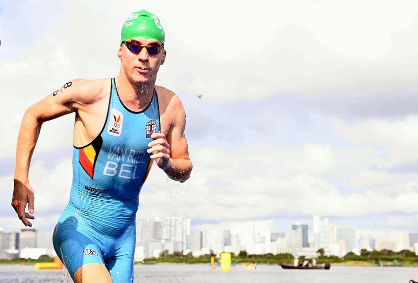Belgian Marten Van Riel pictured in action during the swimming part of the triathlon mixed relay race on the ninth day of the 'Tokyo 2020 Olympic Games' in Tokyo, Japan on Saturday 31 July 2021. The postponed 2020 Summer Olympics are taking place from 23 July to 8 August 2021. BELGA PHOTO ROB WALBERS