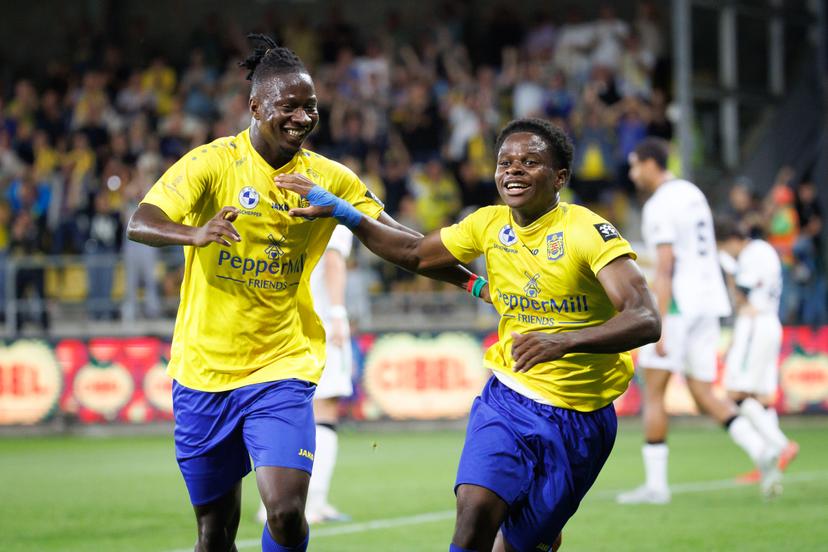 Beveren's Chris-Emmanuel Lokesa celebrates after scoring during a soccer match between SK Beveren and OH Leuven, Sunday 6 September 2026 in Beveren, on day 5 of the 2026-2027 'Jupiler Pro League' first division of the Belgian championship. BELGA PHOTO KURT DESPLENTER