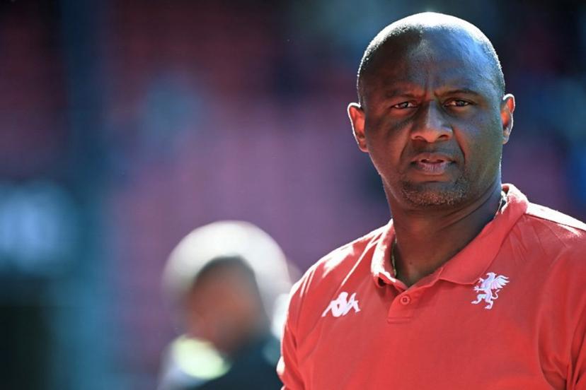 Genoa's French coach Patrick Vieira looks on prior to the international club friendly football match between Rennes and Genoa at the Roazhon Park stadium in Rennes, western France on August 9, 2025.  JEAN-FRANCOIS MONIER / AFP