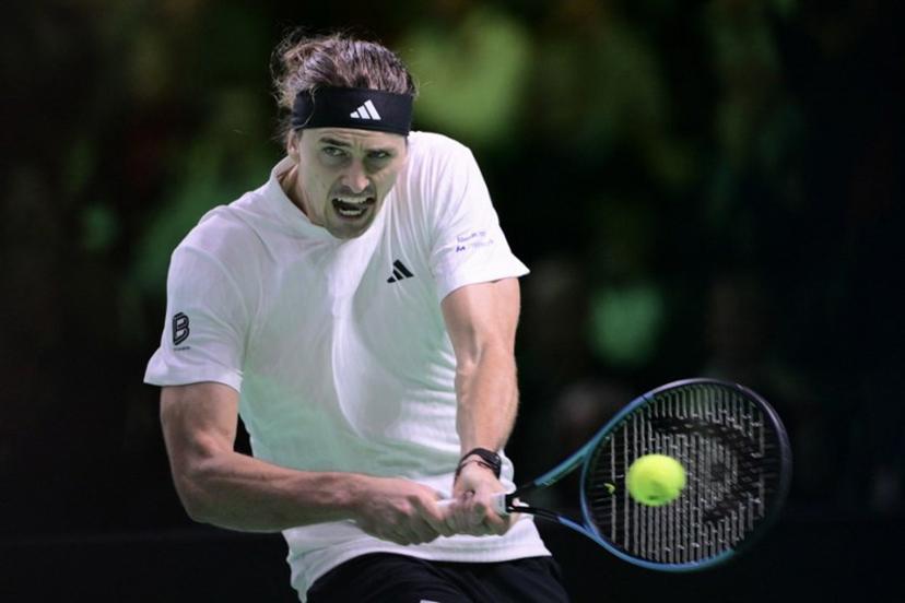 Germany's Alexander Zverev returns the ball to Argentina's Francisco Cerundolo during the Davis Cup men's singles quarter finals tennis match, at the Super Tennis Arena, in Bologna, northen Italy, on November 20, 2025.  Tiziana FABI / AFP