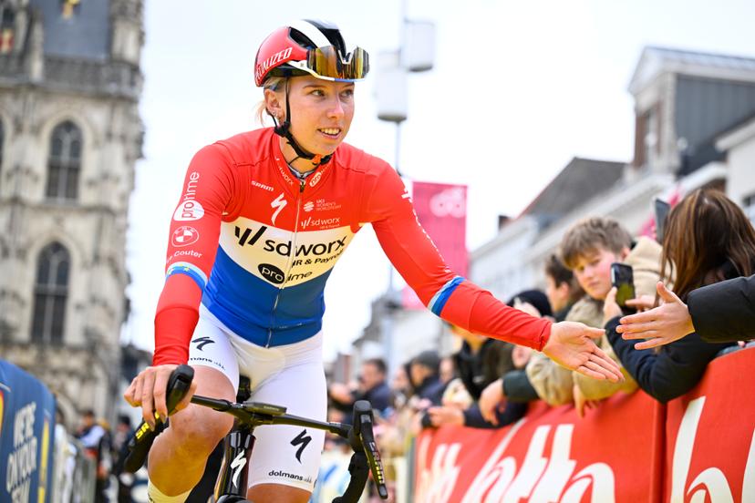 Dutch Lorena Wiebes of SD Worx-Protime pictured at the start of the women's race of the 'Ronde van Vlaanderen/ Tour des Flandres/ Tour of Flanders' UCI WorldTour one day cycling race, 164,1 km with start and finish in Oudenaarde, Sunday 05 April 2026. BELGA PHOTO JASPER JACOBS