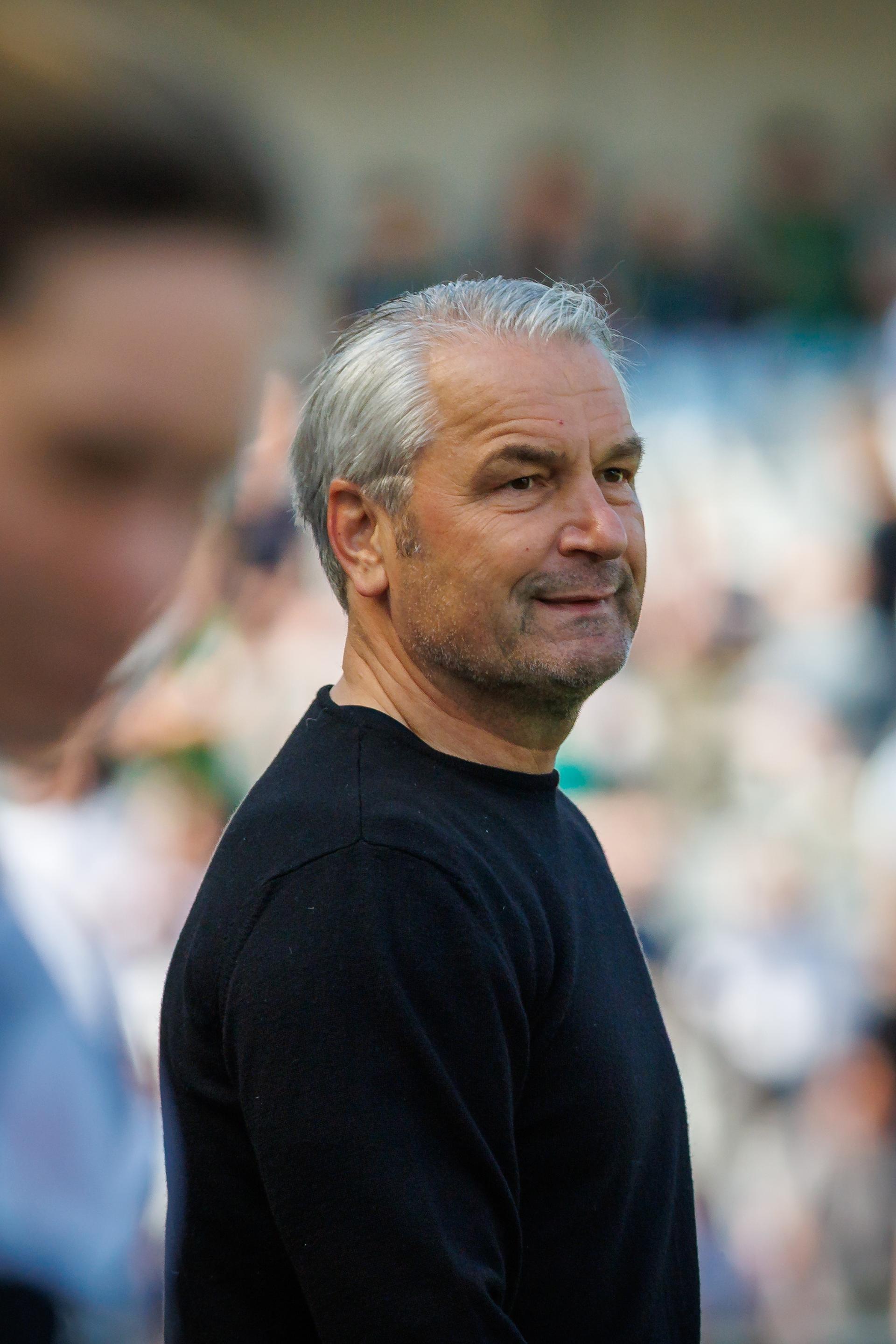 Kortrijk's head coach Bernd Storck pictured during a soccer match between Cercle Brugge and KV Kortrijk, Saturday 03 May 2025 in Brugge, on day 5 (out of 6) of the Relegation Play-offs of the 2024-2025 'Jupiler Pro League' first division of the Belgian championship. BELGA PHOTO KURT DESPLENTER