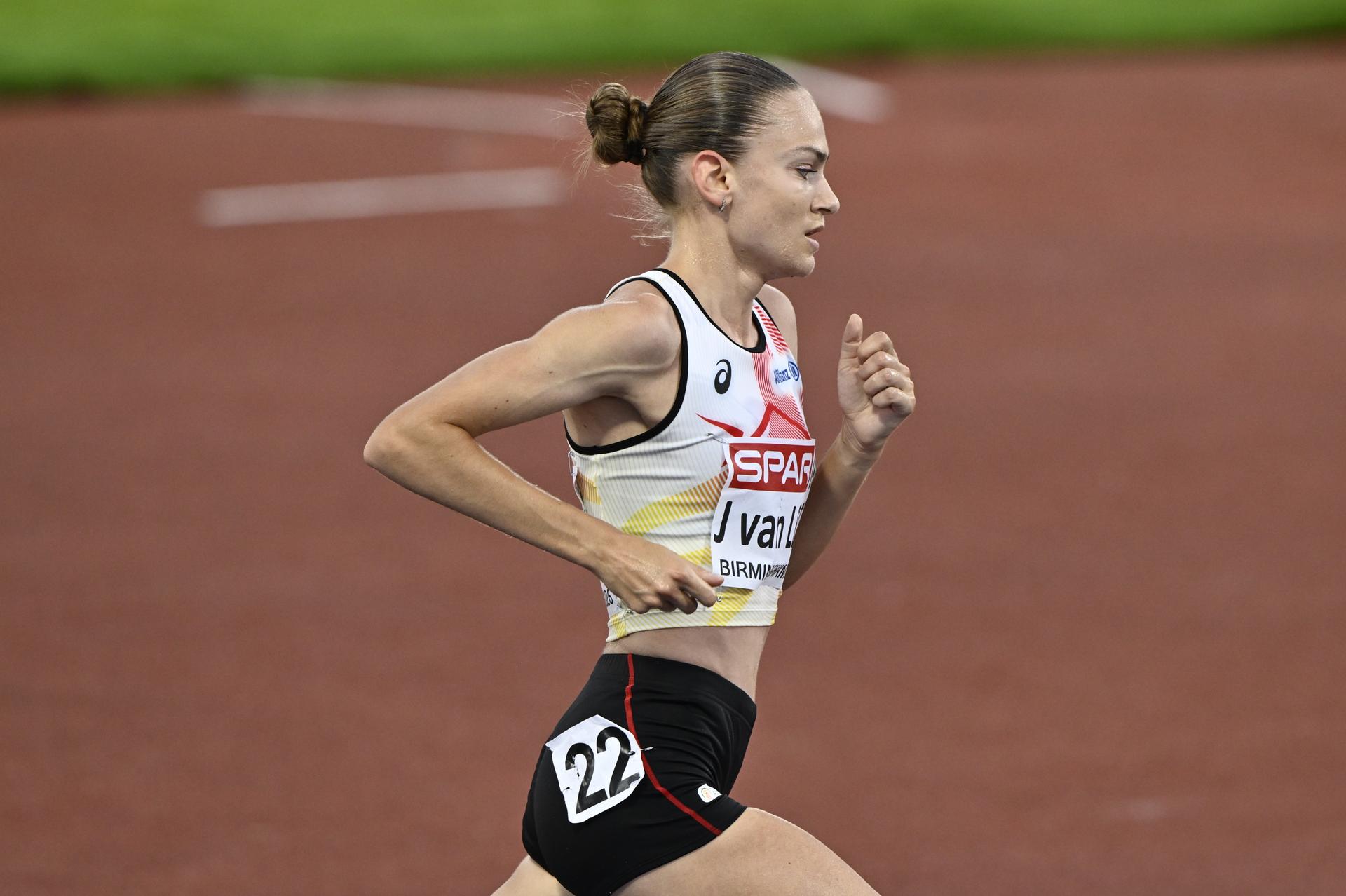 Belgian Jana Van Lent pictured in action during the women's 10.000m race  on the fifth day of the European Athletics Championships (August 10-18) in Birmingham, United Kingdom, on Friday 14 August 2026. BELGA PHOTO ERIC LALMAND