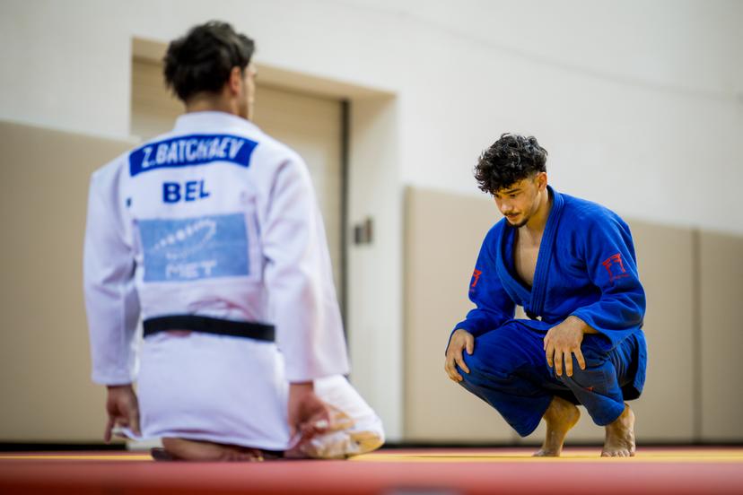 Athlete Zelemkhan Batchaev and Sparring Partner Ray Marinx pictured during the annual winter training camp of Team Belgium organized by the BOIC-COIB Belgian Olympic Committee, in Belek, Turkey, Monday 24 November 2025. The camp takes place from 19 to 26 November and focuses on the initial preparations for the 2028 Olympic Games in Los Angeles. BELGA PHOTO JASPER JACOBS