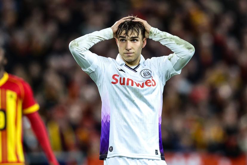 Anderlecht's Mihajlo Cvetkovic reacts during a soccer match between KV Mechelen and RSC Anderlecht, Sunday 15 March 2026 in Mechelen, on day 29 of the 2025-2026 'Jupiler Pro League' first division of the Belgian championship. BELGA PHOTO BRUNO FAHY