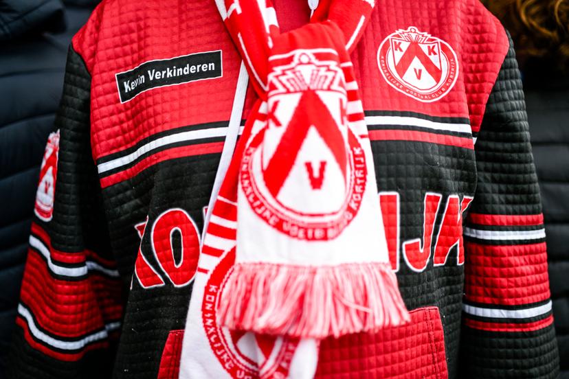 a KV Kortrijk logo pictured at a soccer match between KV Kortrijk and Sporting Charleroi, Saturday 29 August 2026 in Kortrijk, on day 4 of the 2026-2027 'Jupiler Pro League' first division of the Belgian championship. BELGA PHOTO TOM GOYVAERTS