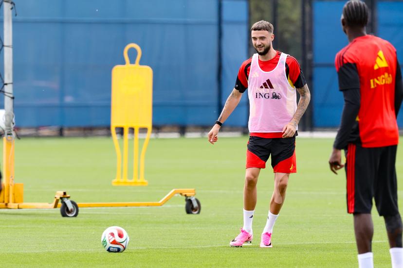 Belgium's Zeno Debast pictured during a training session of Belgian national soccer team Red Devils, on Thursday 02 July 2026 in their base camp, home of the Seattle Sounders, Renton, Seattle, USA. The Rode Duivels - Diables Rouges qualified for the knockout stage of the 2026 FIFA World Cup, where they'll meet USA in the round of 16 on July 7th. BELGA PHOTO BRUNO FAHY