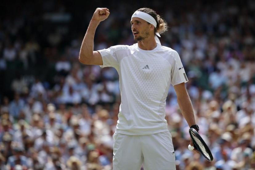 Germany's Alexander Zverev celebrates against Britain's Arthur Fery during their men's singles semi-final tennis match on the twelfth day of the 2026 Wimbledon Championships at The All England Lawn Tennis and Croquet Club in Wimbledon, southwest London, on July 10, 2026.  Henry NICHOLLS / AFP
