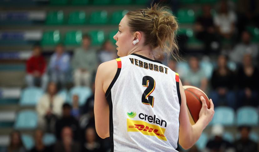 Belgium's Zhen Verburgt pictured in action during a friendly basket game between Belgium's national team Belgian Cats and Italy, in Jemappes, on Friday 23 May 2025. BELGA PHOTO VIRGINIE LEFOUR