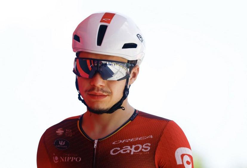 Lotto Intermarche Belgian rider Arnaud De Lie looks arrives for the presentation of the teams prior the 3nd stage of the Giro d'Italia 2026 - Tour of Italy cycling race between Plovdiv and Sofia, Bulgaria, on May 10, 2026.  Luca Bettini / AFP