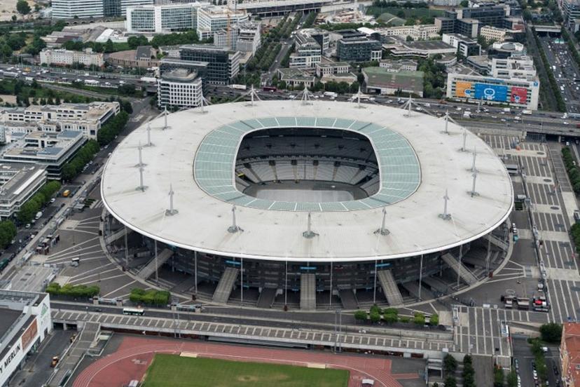 An aerial view taken on July 11, 2019 shows the Stade de France in Saint-Denis, near Paris.  Kenzo TRIBOUILLARD / AFP