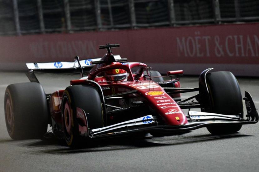 Ferrari's Monegasque driver Charles Leclerc races during the first practice session for the Las Vegas Formula One Grand Prix at the Las Vegas Strip Circuit in Las Vegas, Nevada, on November 20, 2025.  Frederic J. Brown / AFP