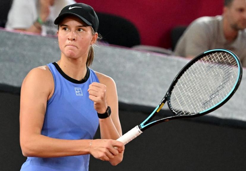 Austria's Lilli Tagger reacts as she plays against Spain's Paula Badosa during their women's singles match of the WTA Upper Austria Ladies Linz tennis tournament in Linz, Austria on April 7, 2026.  BARBARA GINDL / APA / AFP