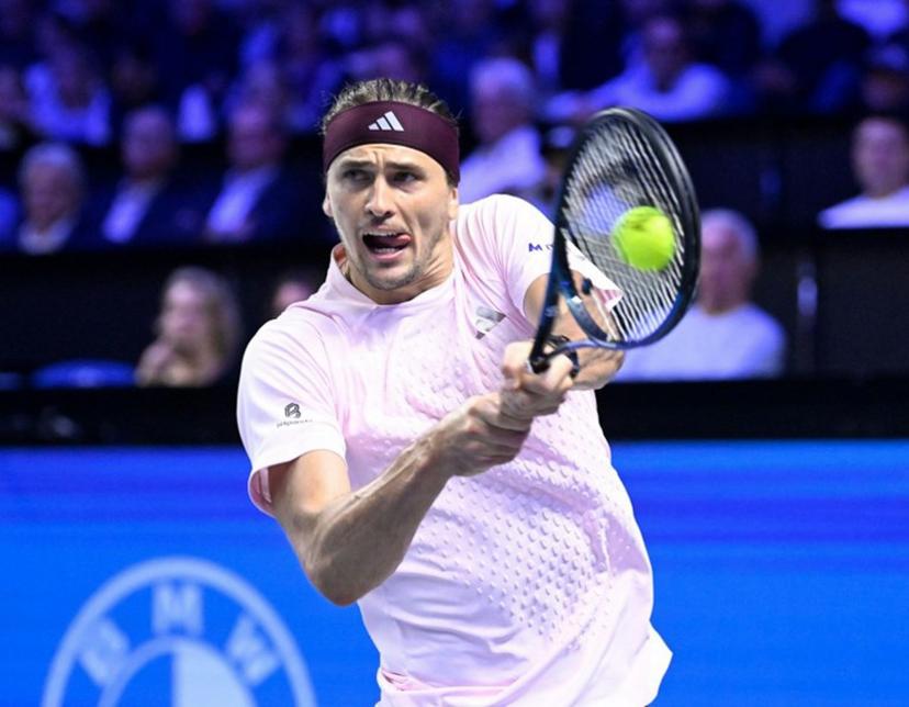 Germany's Alexander Zverev plays the ball to Netherland's Tallon Griekspoor (not pictured) at the Erste Bank Open 2026 ATP 500 tennis tournament in Vienna, Austria, on October 29, 2026.  HELMUT FOHRINGER / APA / AFP