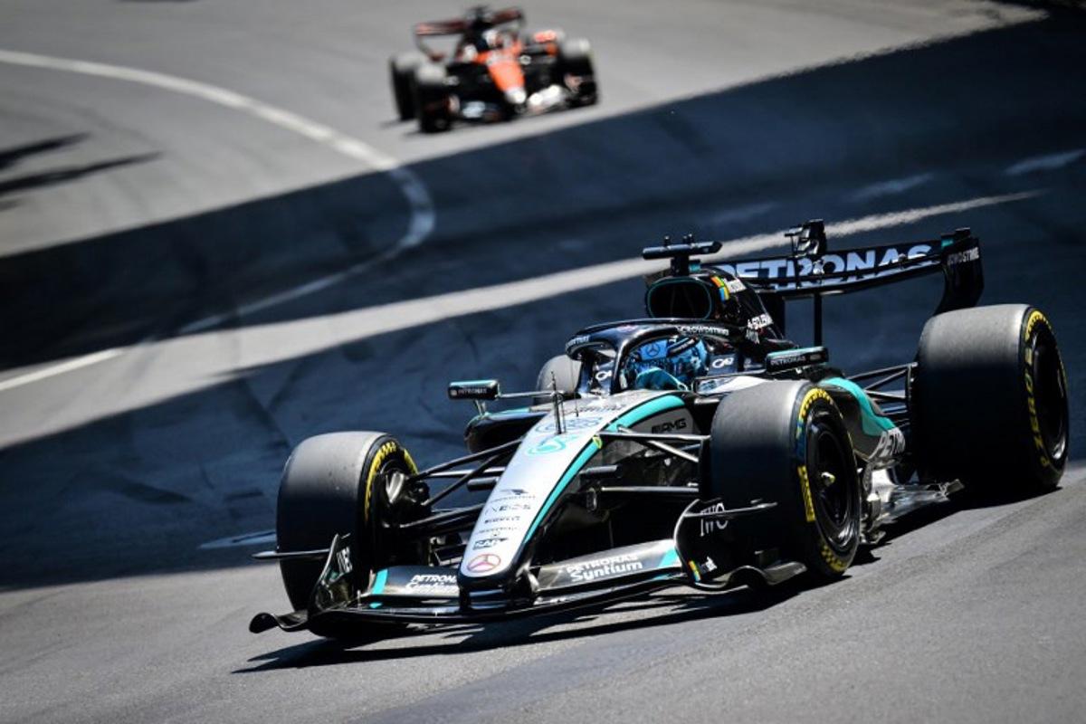 Mercedes' British driver George Russell competes during Monaco Formula 1 Grand Prix at the Monaco street circuit in Monaco, ahead of the, on June 7, 2026.   Andrej ISAKOVIC / AFP