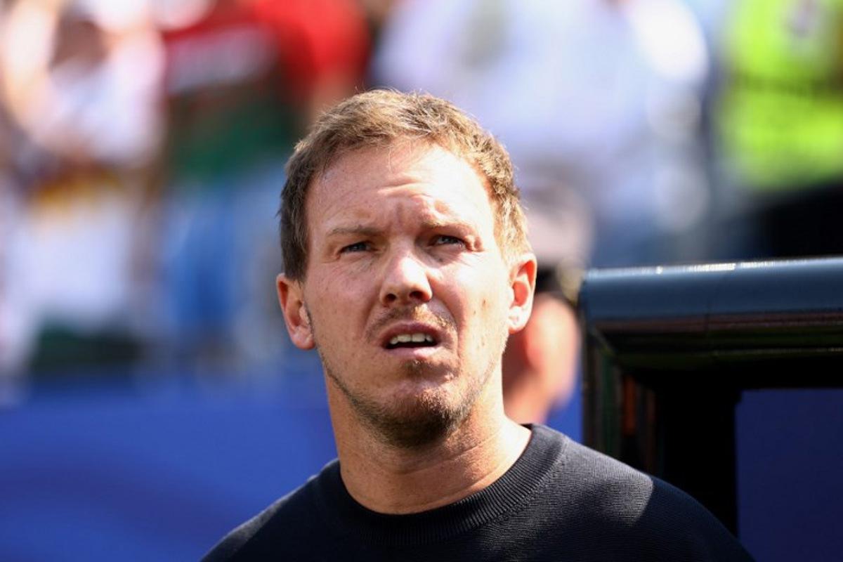 Germany's head coach Julian Nagelsmann gestures ahead of the 2026 World Cup round of 32 football match between Germany and Paraguay at the Boston Stadium in Foxborough on June 29, 2026.   CHARLY TRIBALLEAU / AFP