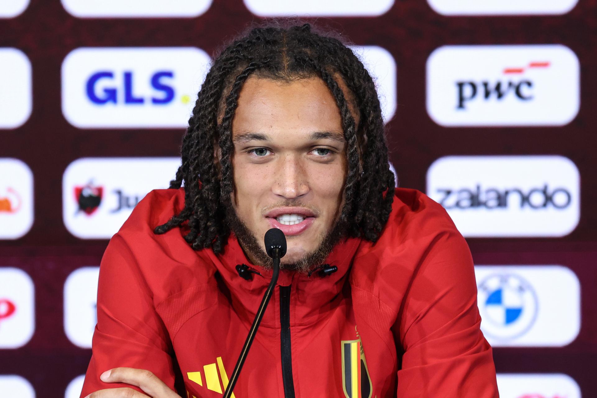 Belgium's Diego Da Silva Moreira pictured during a press conference of Belgian national soccer team Red Devils for the 2026 FIFA World Cup, at the Proximus Basecamp in Tubize, on Thursday 04 June 2026. Red Devils will play a friendly game against Tunisia on Sathurday before leaving for the 2026 FIFA World Cup. BELGA PHOTO BRUNO FAHY