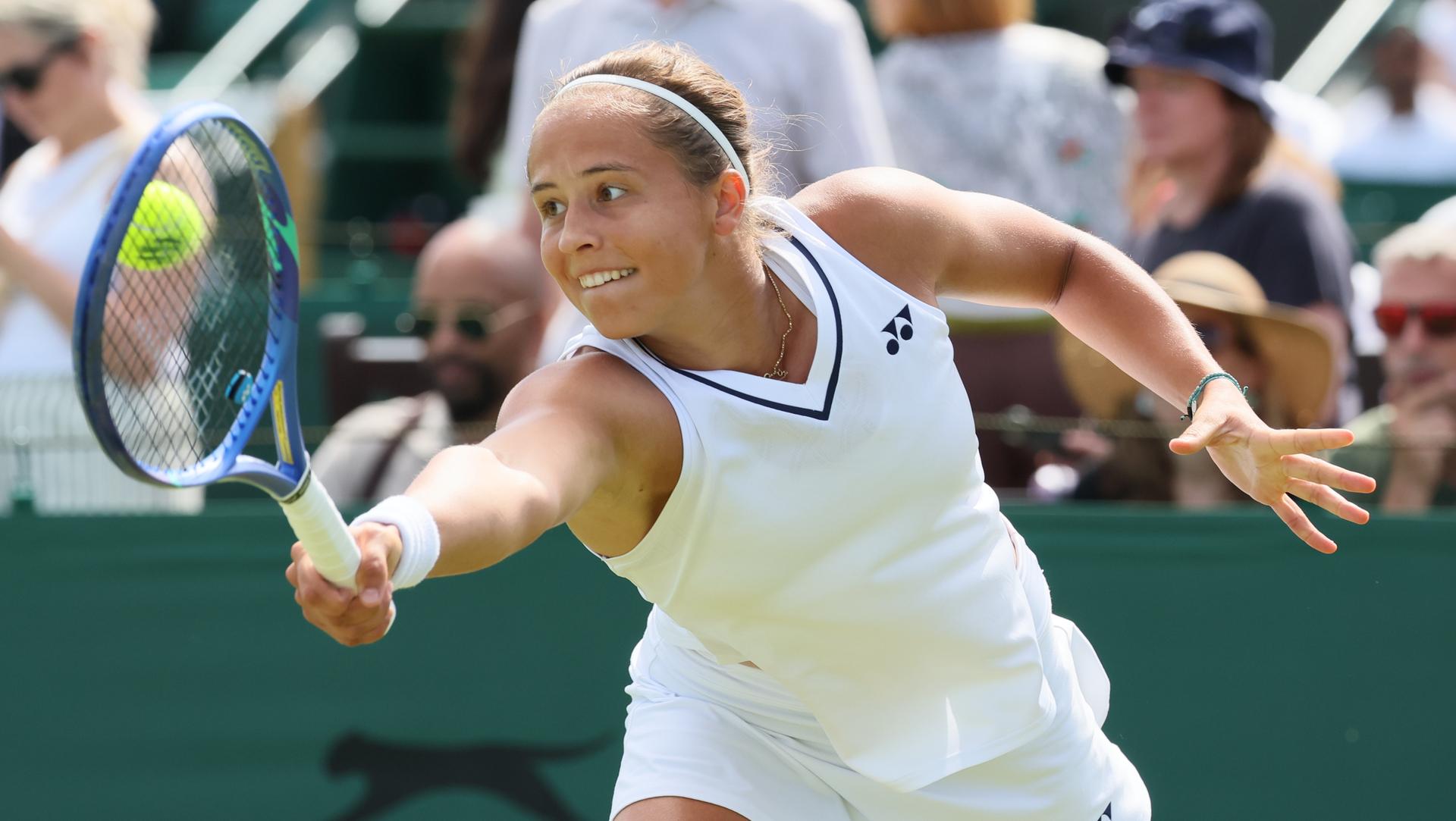 Belgian Hanne Vandewinkel pictured in action during a first roung game between Belgian Vandewinkel (WTA 103) and US' Liu (WTA 146) in the Ladies' singles at Wimbledon grand slam tennis tournament in London, Britain, Monday 29 June 2026. BELGA PHOTO BENOIT DOPPAGNE