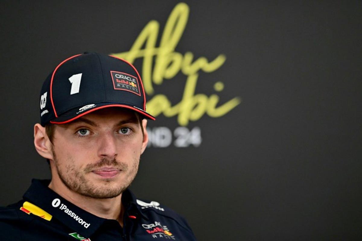 Red Bull Racing's Dutch driver Max Verstappen attends a press conference ahead of the Abu Dhabi Formula One Grand Prix at the Yas Marina Circuit in Abu Dhabi on December 4, 2025. Giuseppe CACACE / AFP