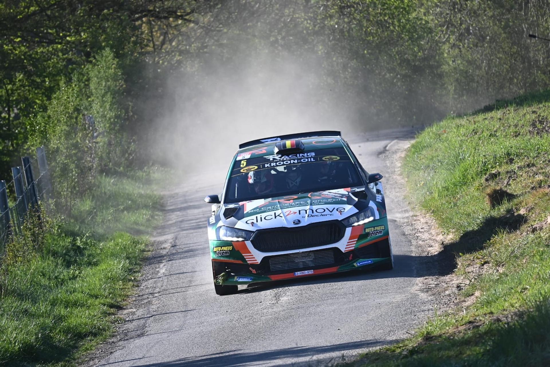 ATTENTION EDITORS - HAND OUT PICTURES - EDITORIAL USE ONLY - MANDATORY CREDIT: BELGIAN RALLY CHAMPIONSHIP - Hand out picture released on Saturday 25 April 2026 by Eric Dupain shows the car of Adrian Fernemont and Lefèere Martin in action during the Rally of Wallonia rally race, part of the BRC Belgian Rally Championship, on Saturday 25 April 2026, in Namur. *** Belga and Belga Editorial Board decline all responsibility regarding the content of this picture. *** PHOTO HAND OUT BRC