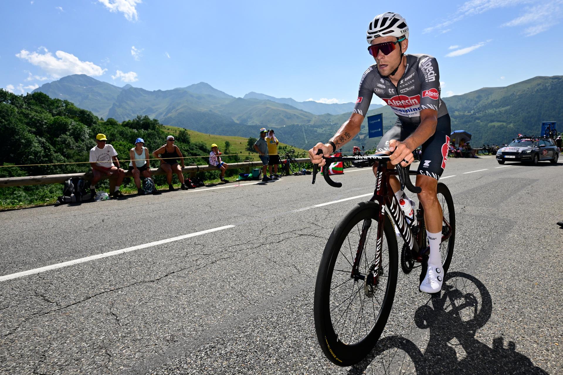 Belgian Xandro Meurisse of Alpecin-Deceuninck pictured in action during stage 13 of the 2025 Tour de France cycling race, an 11km individual time trial from Loudenvielle to Peyragudes, on Friday 18 July 2025 in France. The 112th edition of the Tour de France starts on Saturday 5 July in Lille, France, and will finish in Paris, France on the 27th of July. BELGA PHOTO DIRK WAEM