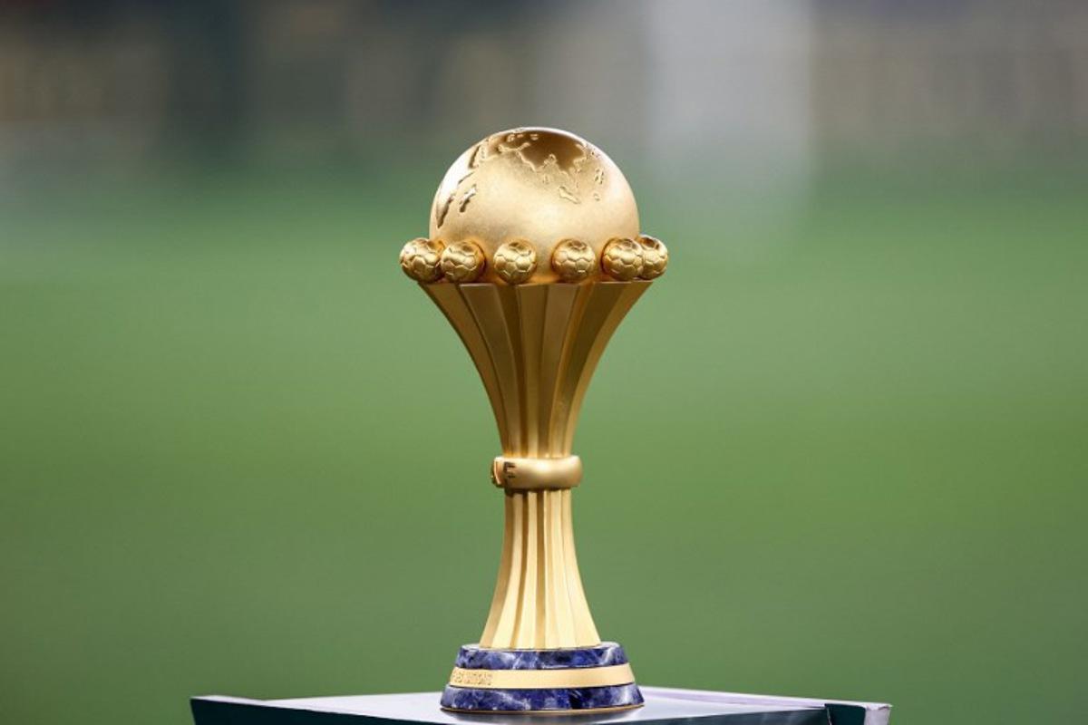 This photograph shows the trophy ahead of the Africa Cup of Nations (CAN) 2024 final football match between Ivory Coast and Nigeria at Alassane Ouattara Olympic Stadium in Ebimpe, Abidjan on February 11, 2024. FRANCK FIFE / AFP
