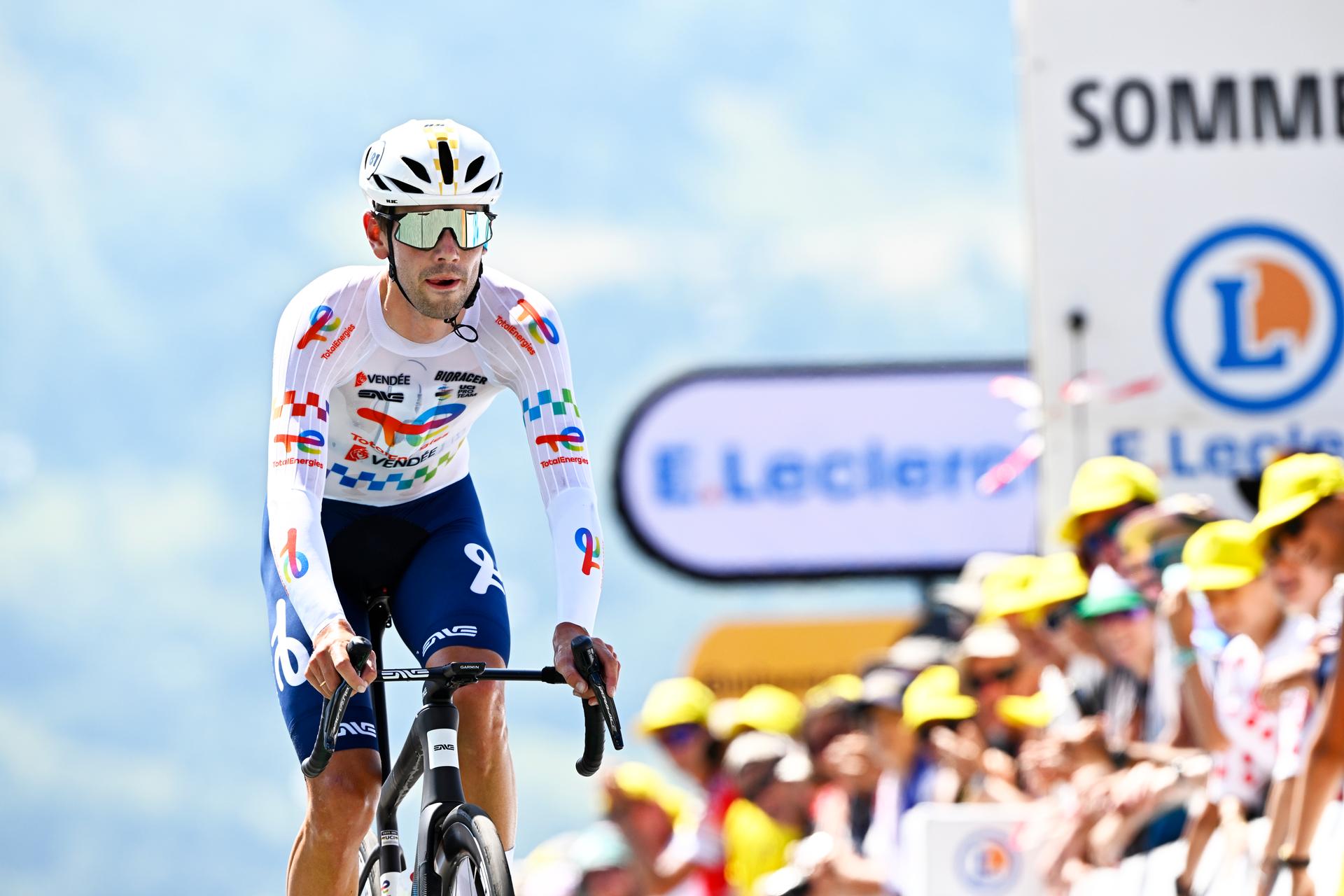 Belgian Steff Cras of TotalEnergies pictured at the finish of stage 13 of the 2025 Tour de France cycling race, an 11km individual time trial from Loudenvielle to Peyragudes, on Friday 18 July 2025 in France. The 112th edition of the Tour de France starts on Saturday 5 July in Lille, France, and will finish in Paris, France on the 27th of July. BELGA PHOTO JASPER JACOBS