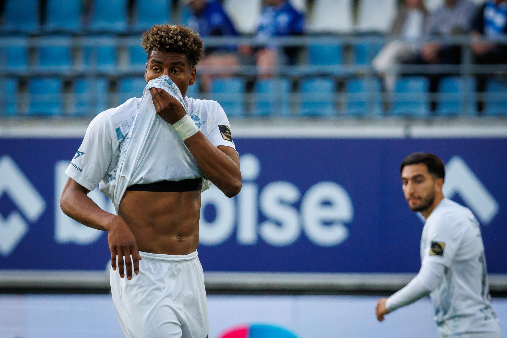 Union's Kevin Rodriguez looks dejected during a soccer match between KAA Gent and Royale Union Saint-Gilloise, Thursday 21 May 2026 in Gent, on the ninth day of the Champion's Play-offs of the 2025-2026 'Jupiler Pro League' first division of the Belgian championship. BELGA PHOTO KURT DESPLENTER