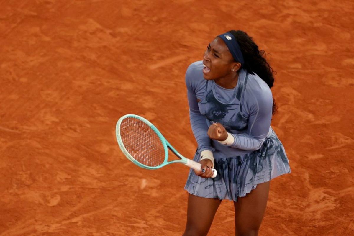 US Coco Gauff reacts after a point during her women's singles quarter-final match against US Madison Keys on day 11 of the French Open tennis tournament on Court Philippe-Chatrier at the Roland-Garros Complex in Paris on June 4, 2025. ALAIN JOCARD / AFP