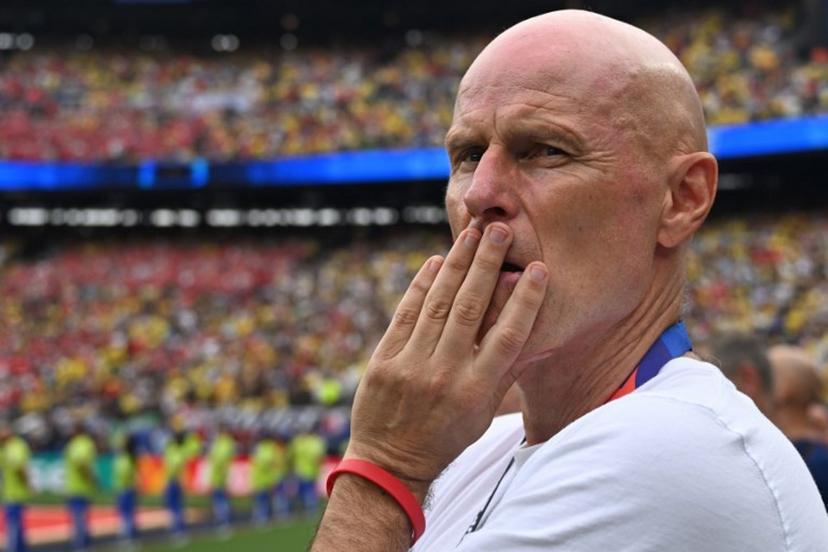 Norway's head coach Staale Solbakken gestures ahead of the 2026 World Cup round of 16 football match between Brazil and Norway at the New York/New Jersey Stadium in East Rutherford on July 5, 2026. Jewel SAMAD / AFP