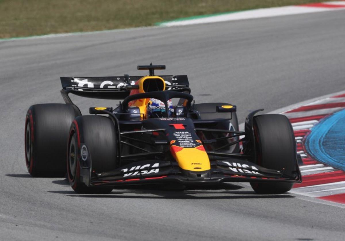 Red Bull's Dutch driver Max Verstappen competes during the Spanish Formula One Grand Prix at the Circuit de Catalunya in Montmelo, on the outskirts of Barcelona, on June 1, 2025. Pierre-Philippe MARCOU / AFP