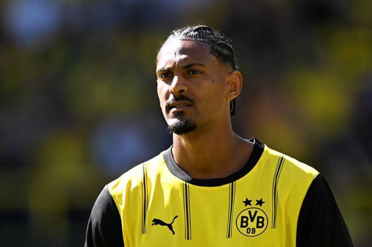 Dortmund's French forward #09 Sebastien Haller is seen during the pre-season friendly club football match between Germany's BVB Borussia Dortmund and England's Aston Villa FC in Dortmund, western Germany on August 10, 2024. Ina FASSBENDER / AFP