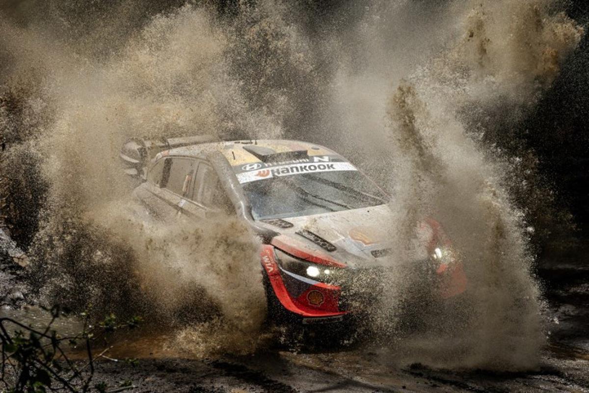 Hyundai Shell Mobis World Rally Team's Belgian driver Thierry Neuville steers his Hyundai i20 N Rally1 with Belgian co-driver Martijn Wydaeghe during the World Rally Championship (WRC) Safari Rally Kenya Special Stage 13 (SS13) in Gilgil on March 22, 2025. Luis TATO / AFP