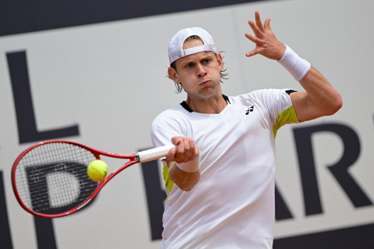 Belgium's Zizou Bergs returns the ball to France's Terence Atman during the ATP Rome Open tennis tournament at Foro Italico in Rome on May 7, 2026. Tiziana FABI / AFP