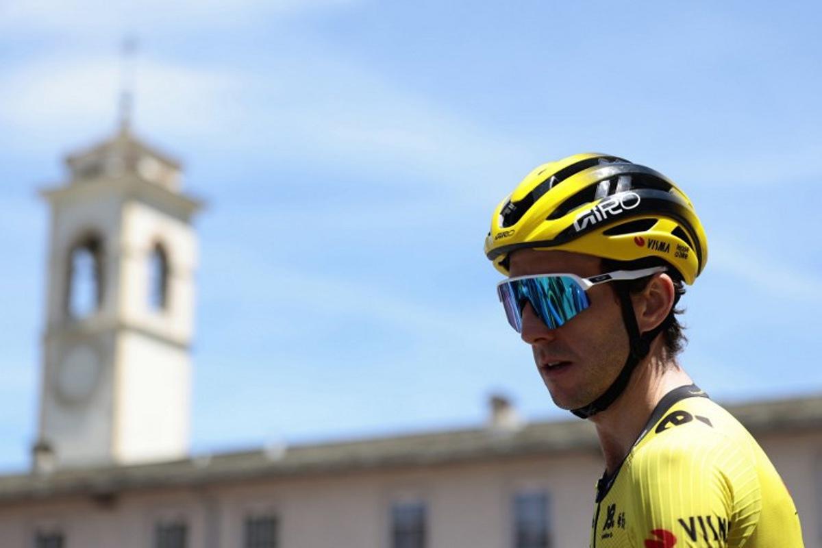 Team Visma-Lease a Bike's British rider Simon Yates looks on before the start of the 18th stage of the 108th Giro d'Italia cycling race of 144kms from Morbegno to Cesano Maderno on May 29, 2025. Luca Bettini / AFP