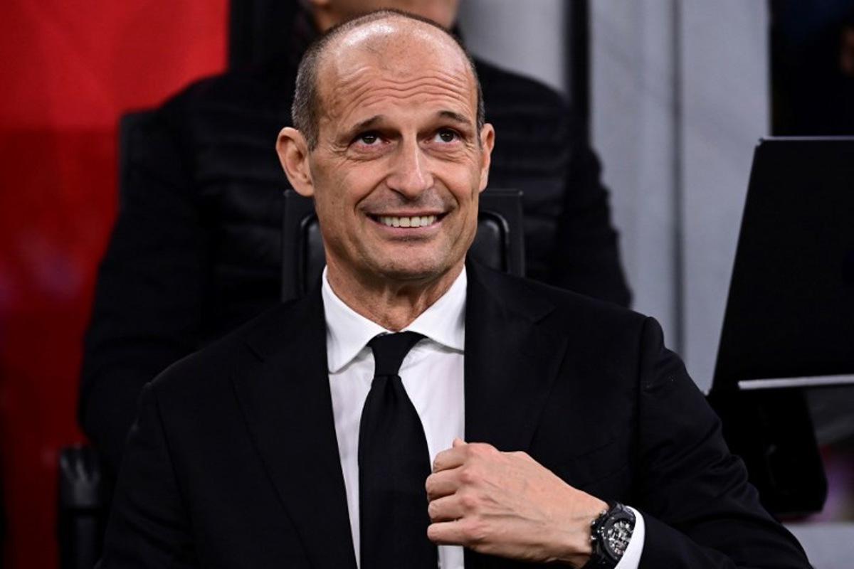 AC Milan's Italian coach Massimiliano Allegri looks on ahead of the Italian Serie A football match between AC Milan and Atalanta Bergamo at San Siro Stadium in Milan on May 10, 2026. Piero CRUCIATTI / AFP