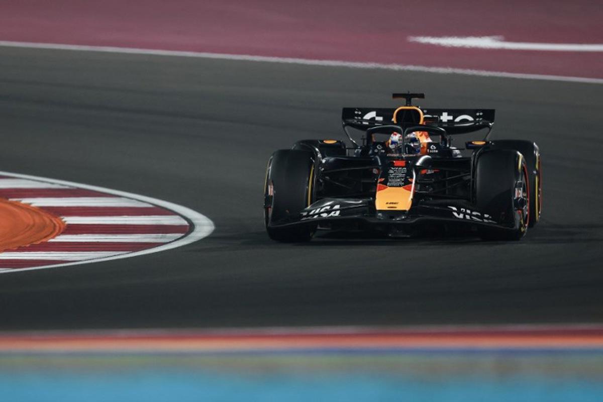 Red Bull Racing's Dutch driver Max Verstappen drives during the Formula One Qatar Grand Prix at the Lusail International Circuit in Lusail on November 30, 2025. Karim JAAFAR / AFP
