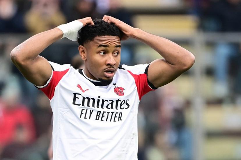 AC Milan's French forward #18 Christopher Nkunku reacts during the Italian Serie A football match between US Cremonese and AC Milan at the Giovanni Zini Stadium in Cremona, nothern Italy on March 1, 2026. Piero CRUCIATTI / AFP