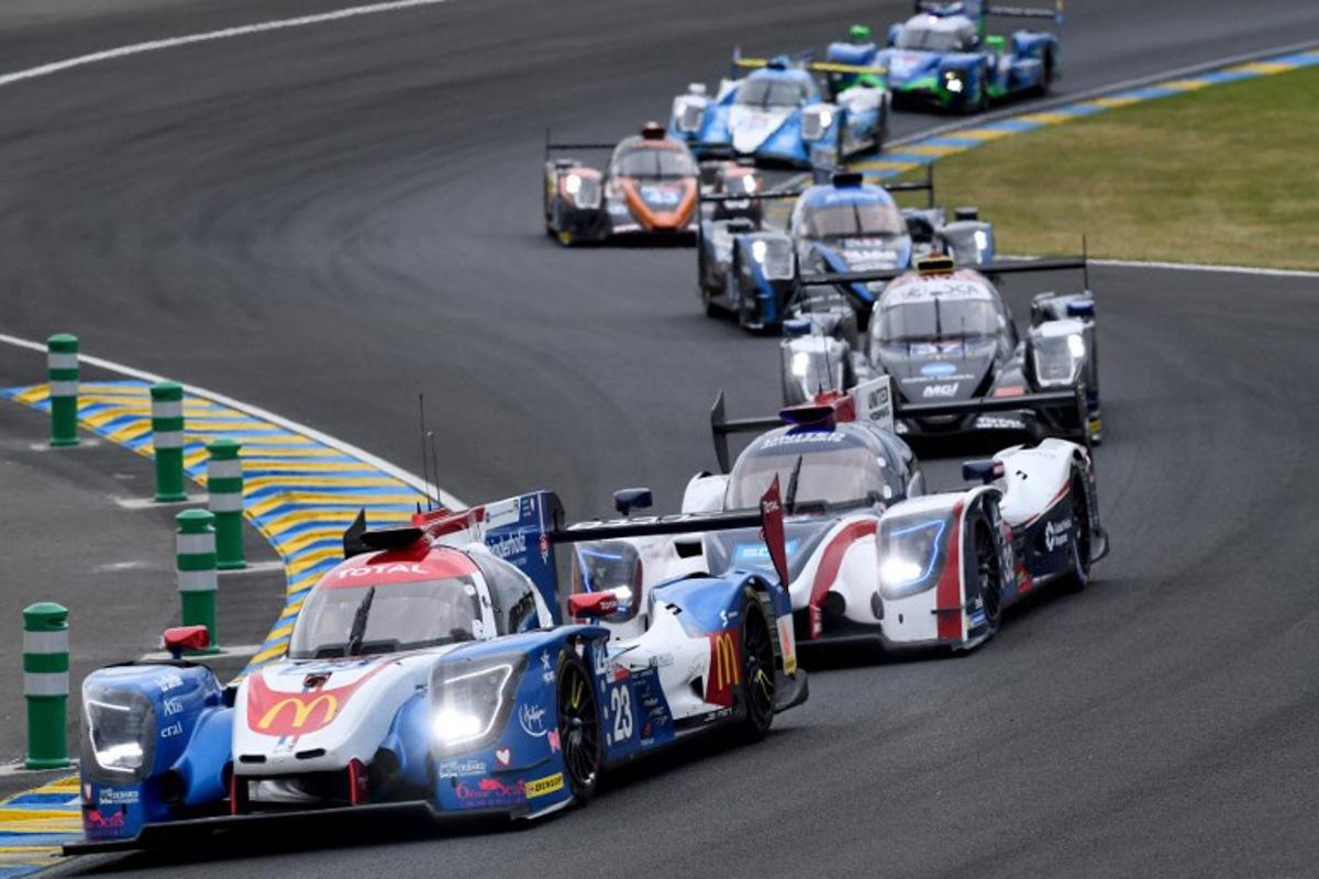 Ligier JSP217 Gibson of Austrian's driver Rene Binder compete during the 87th edition of the 24 Hours Le Mans endurance race on June 15, 2019, at Le Mans northwestern France. Fred TANNEAU / AFP