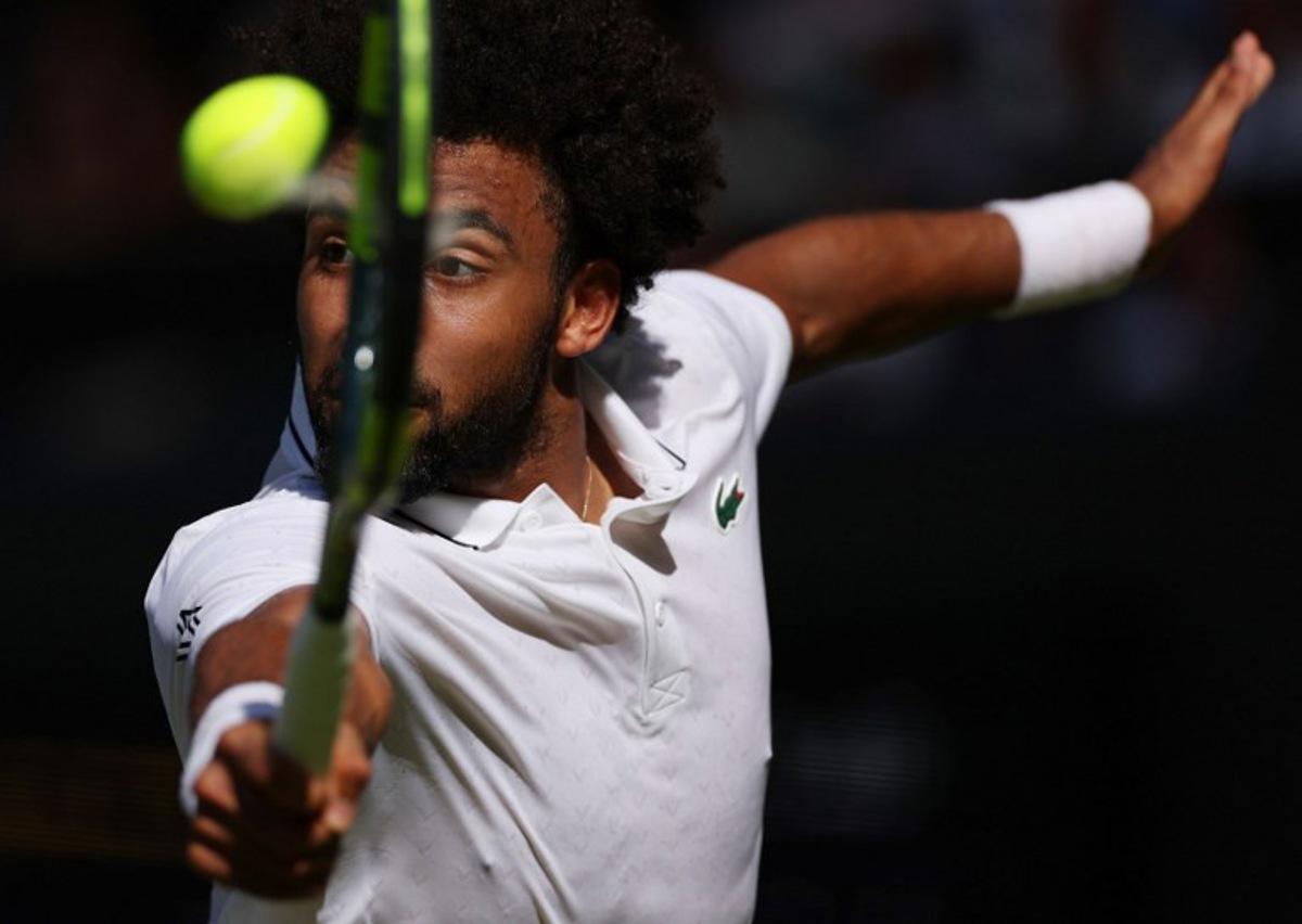 France's Arthur Fils returns against Italy's Matteo Berrettini during their men's singles second round tennis match on the fourth day of the 2026 Wimbledon Championships at The All England Lawn Tennis and Croquet Club in Wimbledon, southwest London, on July 2, 2026. Adrian Dennis / AFP