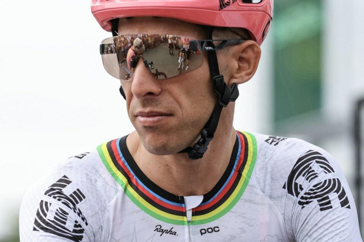 EF Education - EasyPost team's Portuguese rider Rui Costa looks on at the start of the 3rd stage of the 111th edition of the Tour de France cycling race, 230,5 km between Piacenza and Turin, on July 1, 2024. Thomas SAMSON / AFP