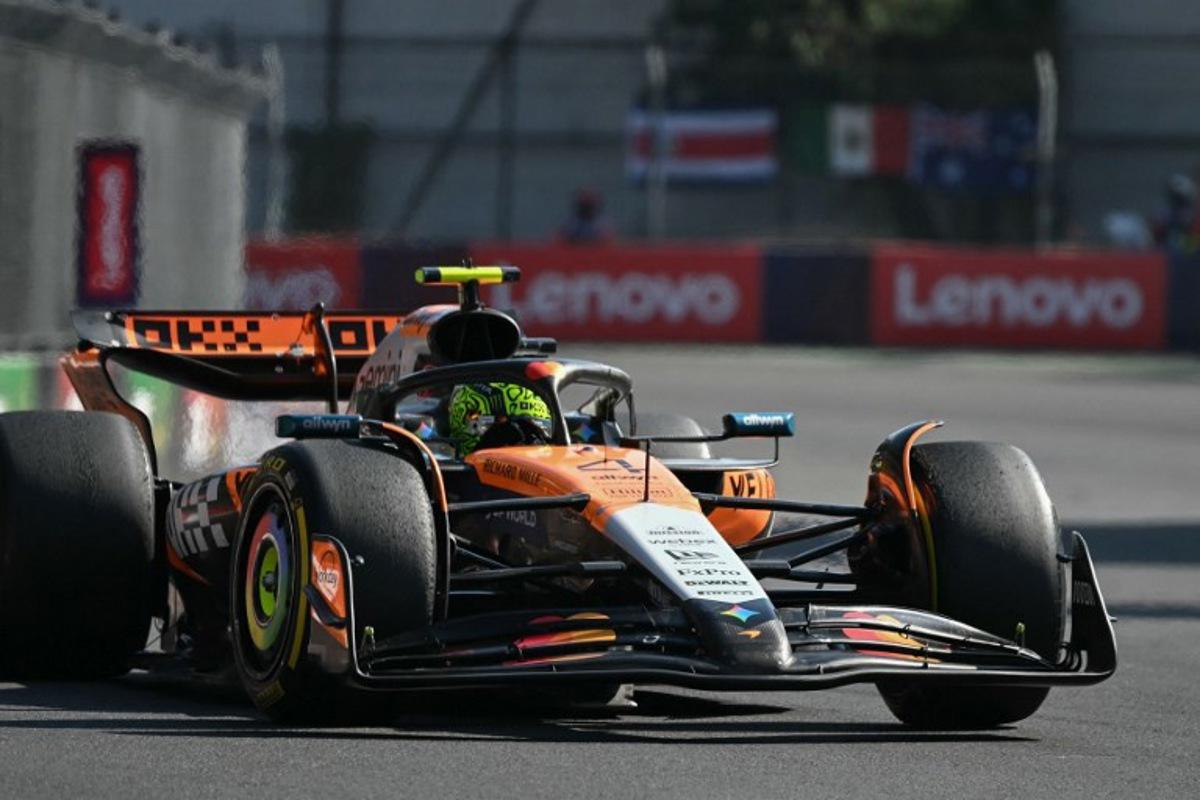 McLaren's British driver Lando Norris races in the lead during the Mexico City Formula One Grand Prix at the Hermanos Rodriguez racetrack in Mexico City on October 26, 2025. Yuri CORTEZ / AFP