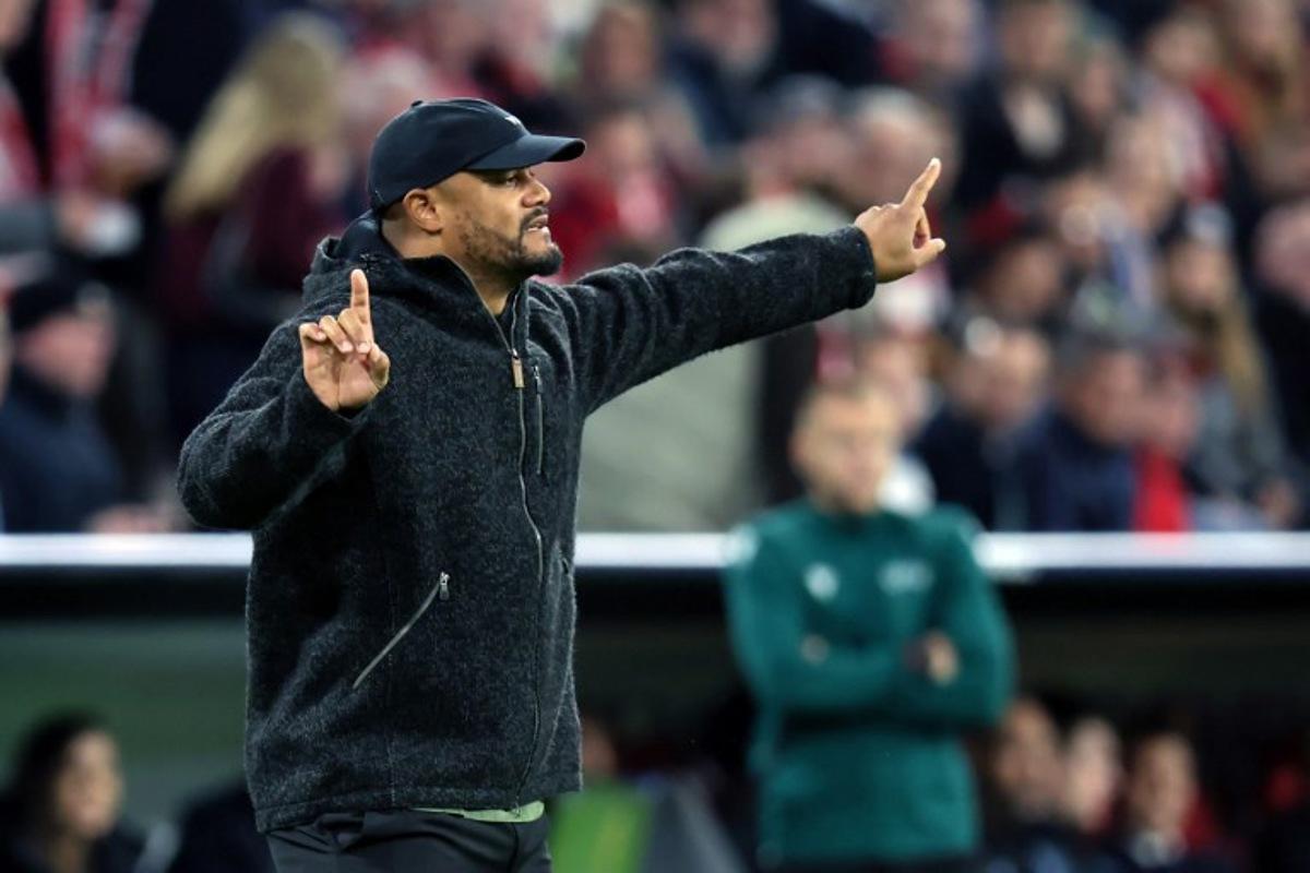 Bayern Munich's Belgian head coach Vincent Kompany reacts during the UEFA Champions League football match between FC Bayern Munich and Club Brugge in Munich, southern Germany on October 22, 2025. Alexandra BEIER / AFP