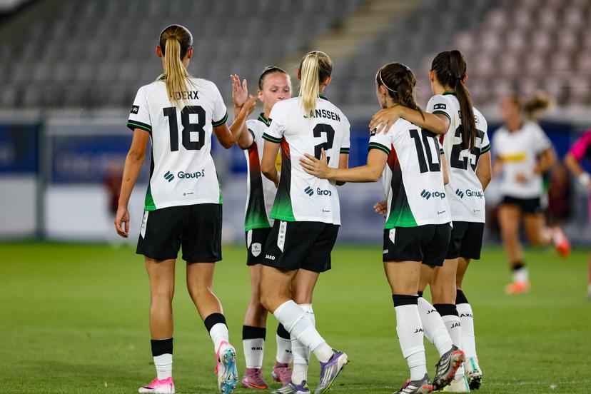 OHL Women's Saar Janssen celebrates after scoring during a game between Oud-Heverlee Leuven Women and Serbian club TSC Backa Topola, Wednesday 5th of August 2026, in Leuven, a second round qualification game in the UEFA Women's Champions League. BELGA PHOTO BRUNO FAHY